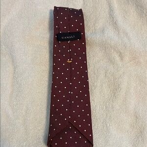 Canali Burgundy Polka Dot Tie